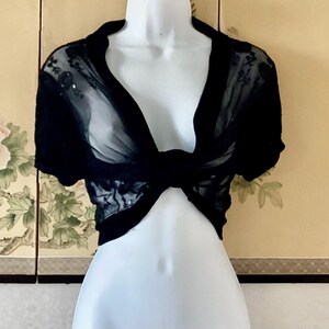 Black Sequin Bolero with Silky Embroidered Sleeves