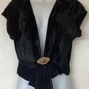 Vintage Velvet Black Ladies Open Waistcoat