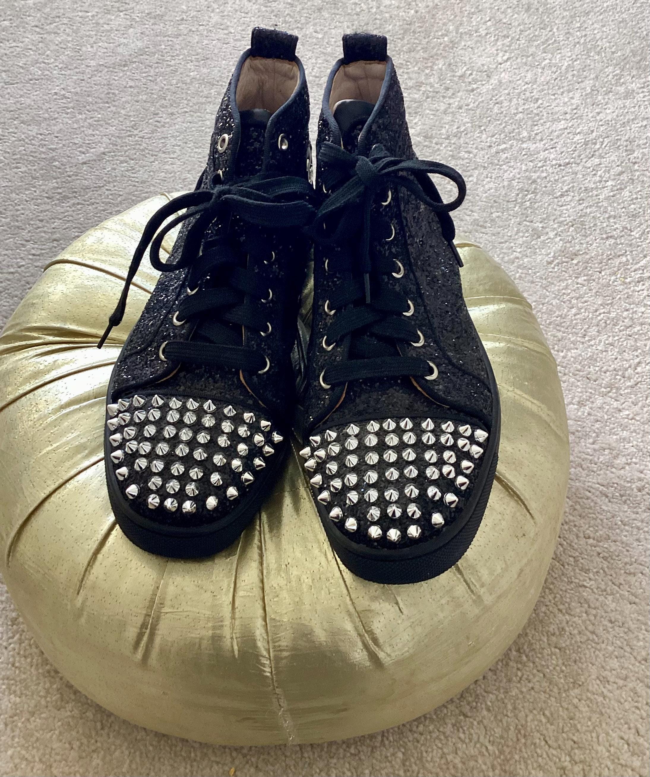 Christian louboutin mens shoes black spikes - Etsy 日本