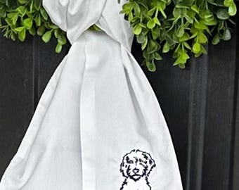 Personalized Doodle Pup Inspired Embroidered Wreath Sash
