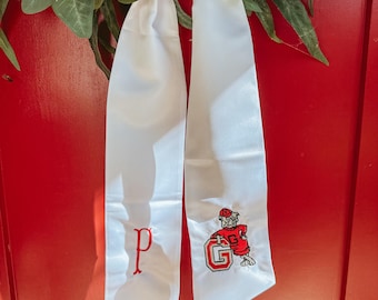 Personalized University of Georgia Themed Embroidered Wreath Sash