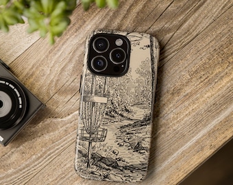 Disc Golf iPhone Case: Wooded Forest Illustration, Tough Protection