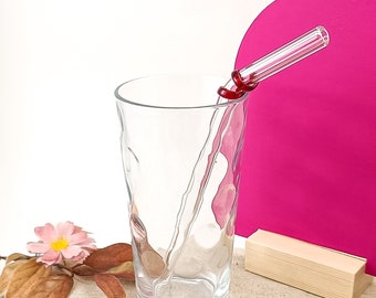 Glass Drinking Straws, Dishwasher Safe Reusable Bent Drinks Straw with Decorative Coil