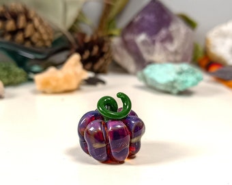 Mini Glass Pumpkin Ornament: Handmade Lampwork Halloween Decor
