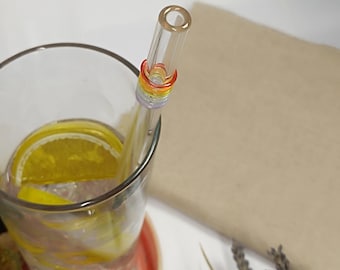 Canudo de vidro arco-íris, canudo artesanal reutilizável para bebidas.