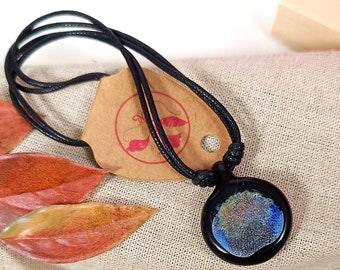 3D Glass Pendant with Glittery Dichroic, Handmade Unique Borosilicate Glass Gifts.