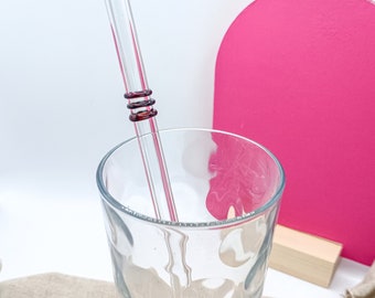 Reusable Straw, Handmade Glass Drinking Straws with Rings Design - Made for Gin Glasses, Smoothies, Boba and All Types of Drinks