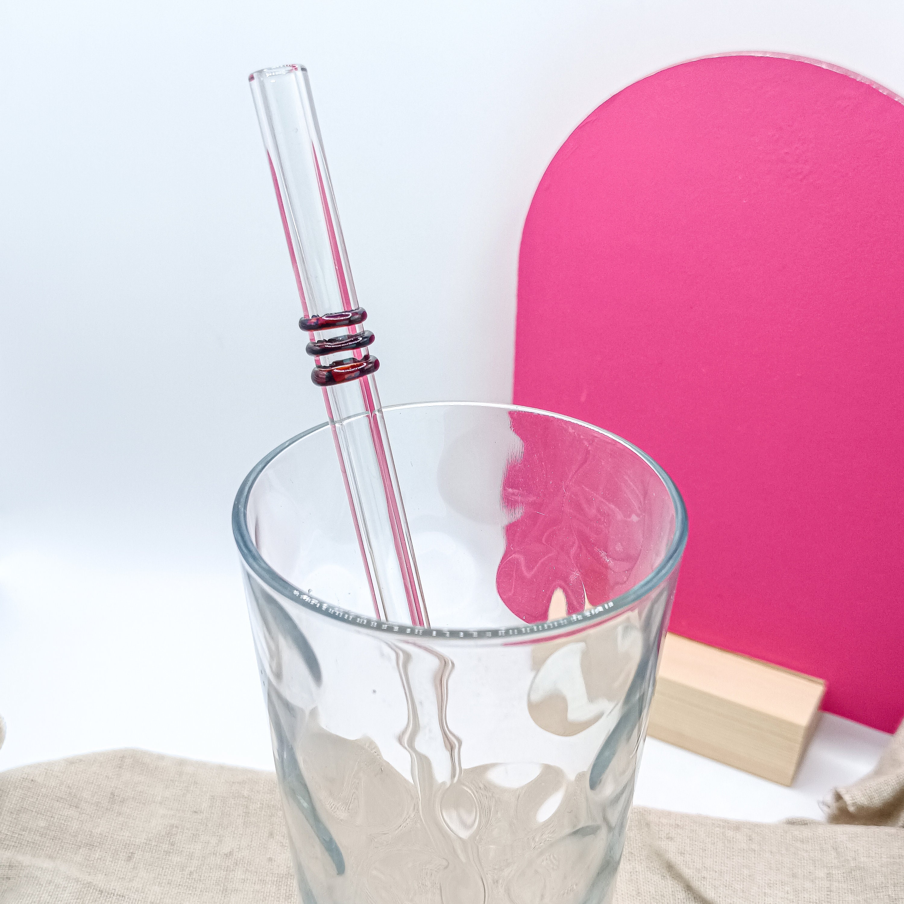 Reusable Straw, Handmade Glass Drinking Straws with Rings Design - Made for Gin Glasses, Smoothies, Boba and All Types of Drinks