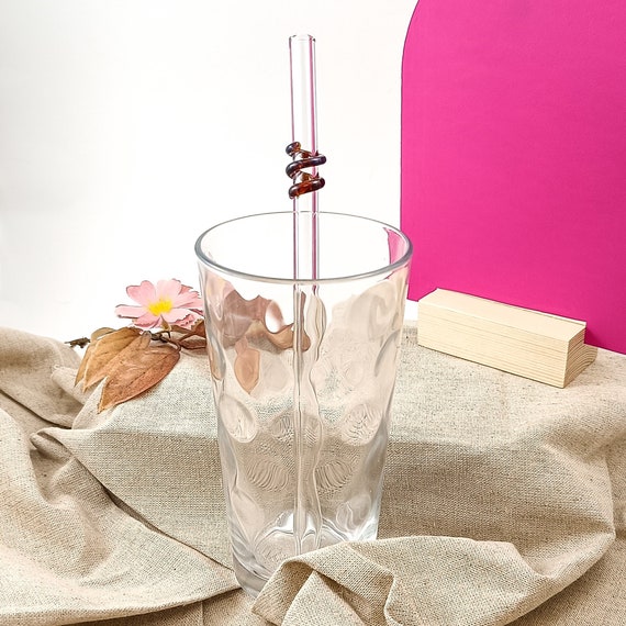 DEFECTIVE STRAW Reusable Glass Straw Set With Decorative Print