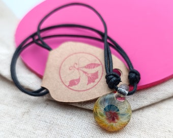 Miniature Firework Jewellery, Handmade Glass Pendant, Explosion of Colour, Necklace for Men