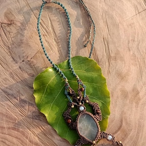 Macrame Necklace Pendant Jewelry Rose Quartz Stone Cord Handmade Bohemian necklace bohemian chic gemstone choker N083