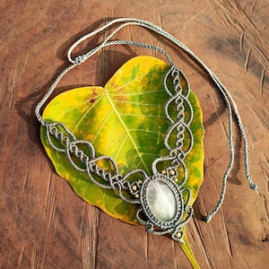 Collar de macramé con colgante, joyería con cordón de piedra lunar, hecho a mano, estilo bohemio, gargantilla bohemia chic con piedras preciosas N103