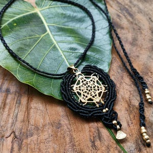 Macrame Necklace Brass Pendant Jewelry Cord Handmade Bohemian necklace bohemian chic gemstone choker N166