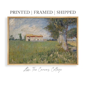 LARGE Framed VINTAGE Art Print On Canvas FRAMED and Unframed Cottage Landscape Oil Painting Art Antique Country Farmhouse Countryside /024