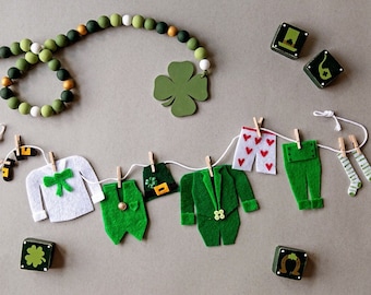 St. Patrick&#39;s Day Garland Leprechaun Banner Clothesline Laundry Bunting