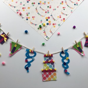 Happy Birthday Celebration Miniature Felt Clothesline Banner Garland Bunting Decoration