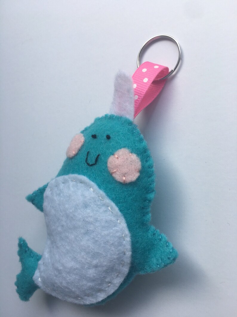 Narwhal Felt Stuffed Keychain Etsy