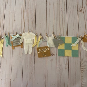 Laundry Line Miniature Felt Clothesline Banner Bunting Garland for Home Decor
