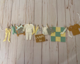 Laundry Line Miniature Felt Clothesline Banner Bunting Garland for Home Decor