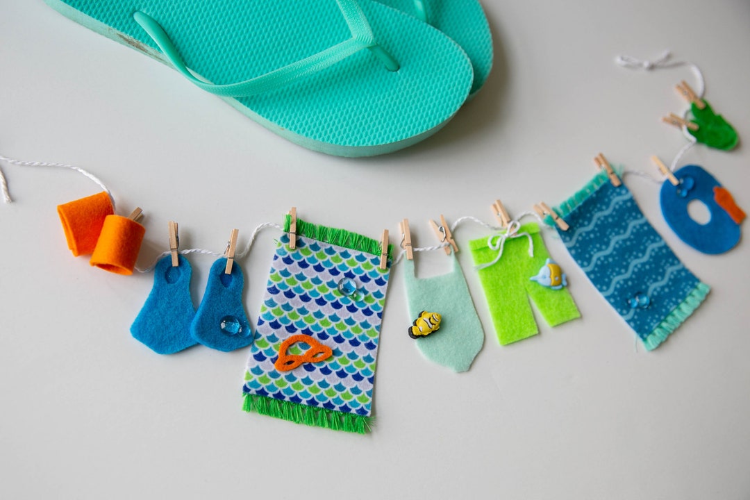 Summer Kid's Pool Swimming Clothesline Banner Garland Bunting Wall