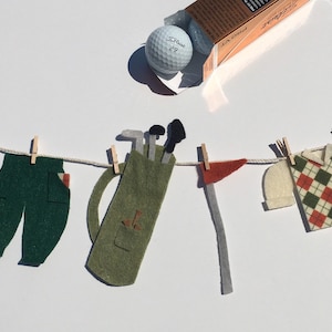 Miniatur Filz Golfer Wäscheleine Dekoration Wandbehang Banner Wimpelkette