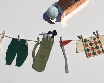 Miniature Felt Golfer's Clothesline Decoration Wall Hanging Banner Bunting Garland