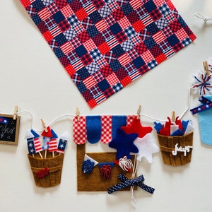 Firework Stand Banner, Miniature Felt 4th of July Garland, Firecracker Booth Bunting, Patriotic Wall Hanging, Home Decoration