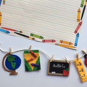 School Felt Miniature Clothesline Banner Garland Hanging Wall Decor Bunting