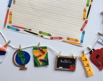 School Felt Miniature Clothesline Banner Garland Hanging Wall Decor Bunting