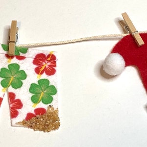 Beach Santa Miniature Felt Clothesline Banner Garland Bunting Wall Hanging and Fireplace Mantel Decoration image 10