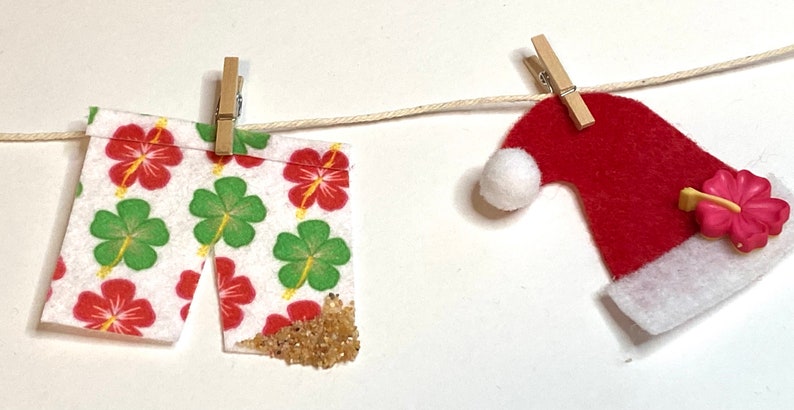 Beach Santa Miniature Felt Clothesline Banner Garland Bunting Wall Hanging and Fireplace Mantel Decoration image 10