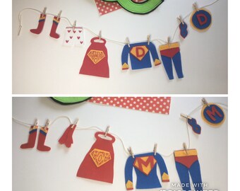 Super Mom and Dad Miniature Felt Clothesline Banner Garland Bunting Wall Hanging Decoration
