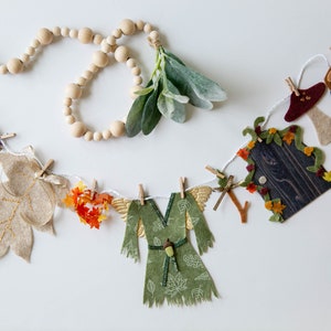 Fall Autumn Fairy Angel Miniature Felt Clothesline Banner Garland Bunting Wall Hanging Decoration