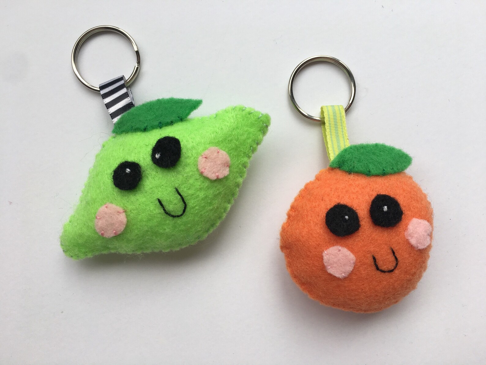 Happy Orange Felt Keychain Kawaii Keychains Backpack Accessory Etsy