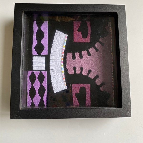 Shadow Box, Fine Art, Felt Negative & Positive Space Purple Design, Wall Art, Wall Hanging Decoration