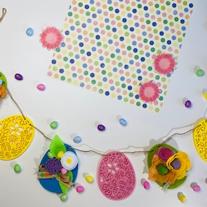 Easter Egg Felt Flower Banner Garland Bunting Wall Hanging Decoration