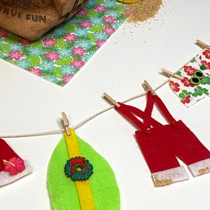 Beach Santa Miniature Felt Clothesline Banner Garland Bunting Wall Hanging and Fireplace Mantel Decoration image 9