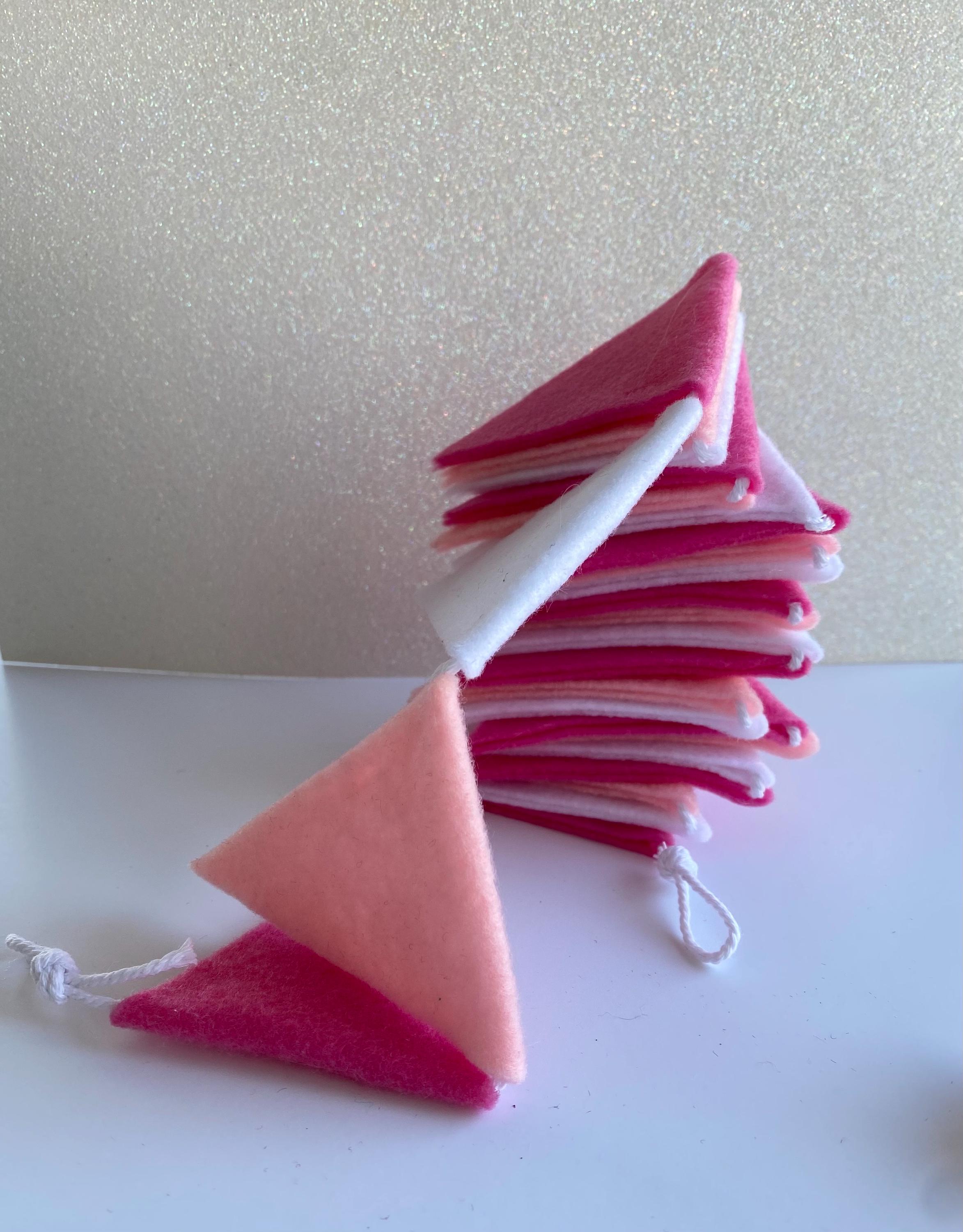 Wimpelkette 40 Meter - Rosa & Weiße Stoff-Dreiecksflaggen Für Garten, Geburtstag & Hochzeit