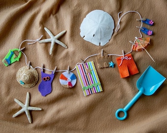 Beach Summer Felt Mini Clothesline Garland Wall Hanging Decoration