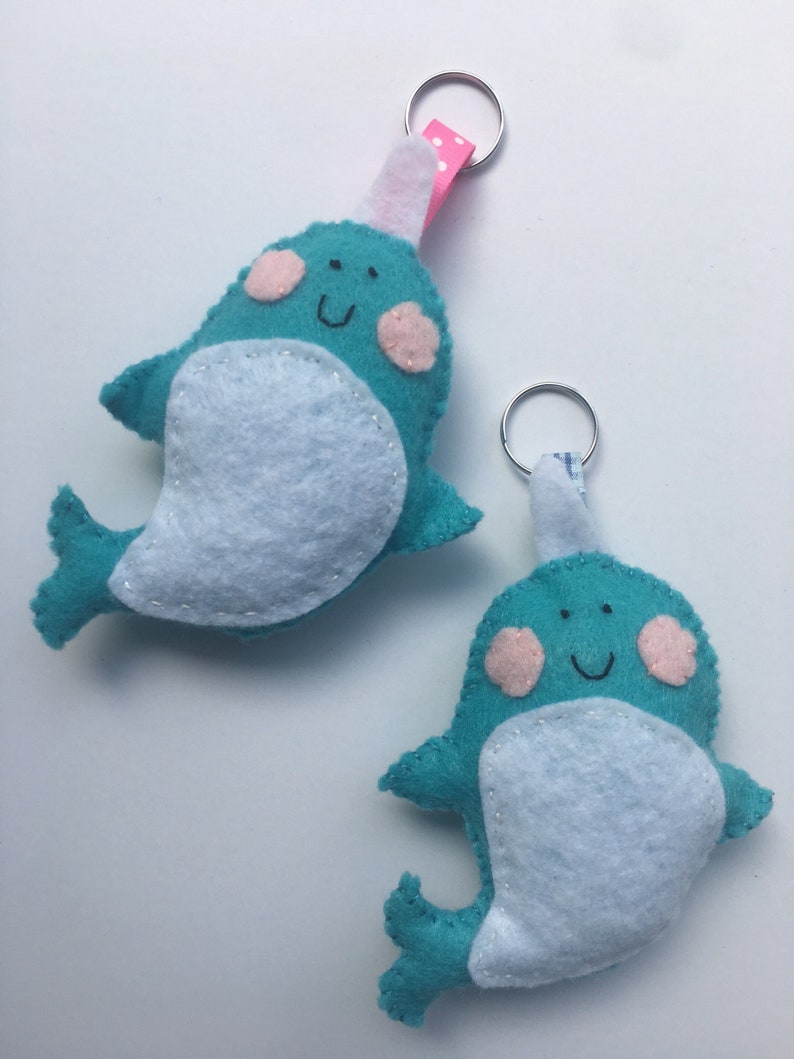 Narwhal Felt Stuffed Keychain Etsy