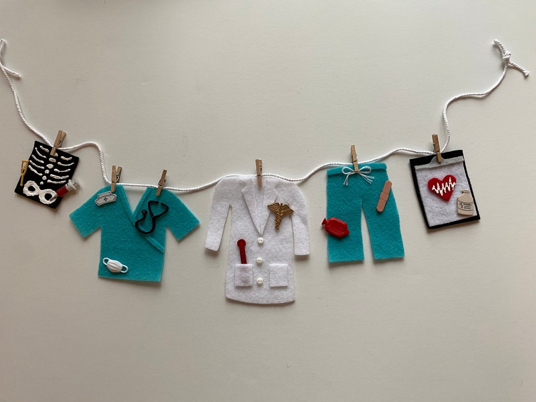Doctors Laundry Clothesline, Nurse Banner, Scrubs Garland, Lab Coat