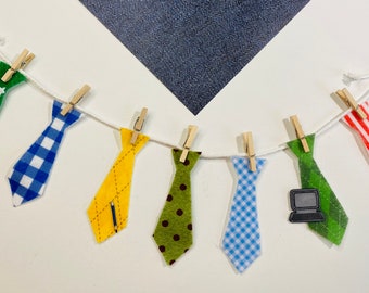 Dad’s Ties Miniature Felt Clothesline Banner Garland Bunting Wall Hanging Decoration for Father’s Day