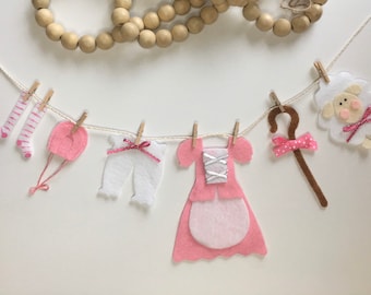 Little Bo Peep Felt Miniature Nursery Clothesline Banner Garland Bunting Wall Hanging Decoration