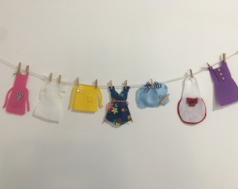 Mother&#39;s Aprons Miniature Felt Clothesline Banner Bunting Garland for Home Decor