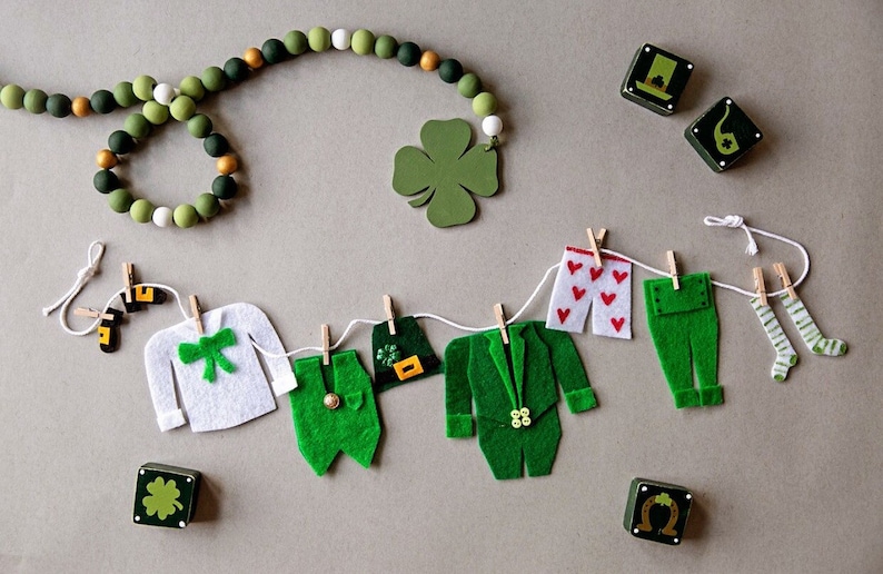 St. Patrick's Day Garland Leprechaun Banner Clothesline Laundry Bunting image 1