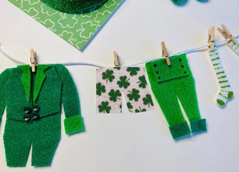 St. Patrick's Day Garland Leprechaun Banner Clothesline Laundry Bunting shamrock briefs