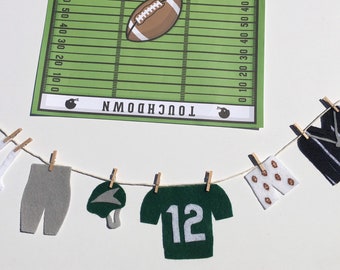 Miniature Felt Football Player's Clothesline Football Banner Garland Bunting Decoration Wall Hanging