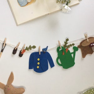 Peter Rabbit Miniature Felt Clothesline Banner Garland Bunting Wall Hanging Decoration