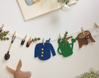 Peter Rabbit Miniature Felt Clothesline Banner Garland Bunting Wall Hanging Decoration