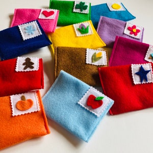 Monthly Felt Envelopes Miniature Pretend Play Mail for all Seasons with Velcro Enclosure Set of 12 image 2